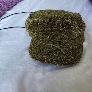 Callie Capital Gold Glitter Vintage Style Hat OS